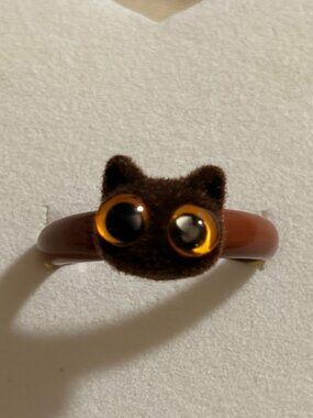 Free People Brown Flocked Cat Statement Ring